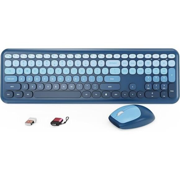 Wireless retro typewriter keyboard and mouse combo full size ergonomic pc office - Picture 8 of 8